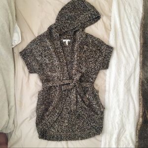Hooded knit sweater wrap
